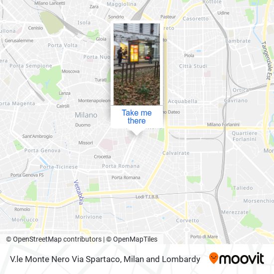V.le Monte Nero Via Spartaco map
