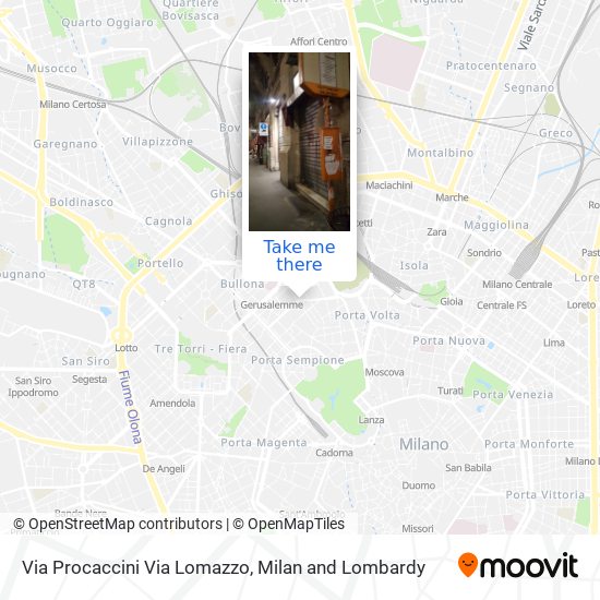 Via Procaccini Via Lomazzo map