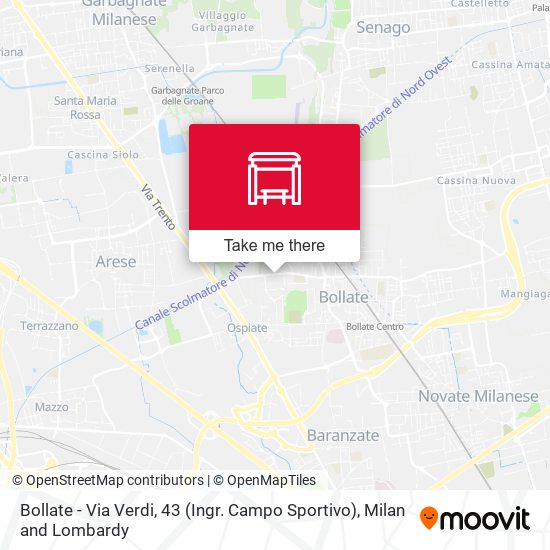 Bollate - Via Verdi, 43 (Ingr. Campo Sportivo) map