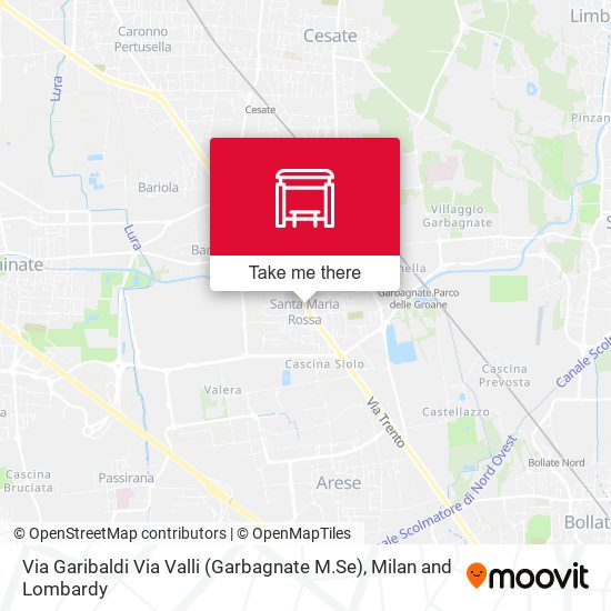 Via Garibaldi Via Valli (Garbagnate M.Se) map