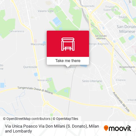 Via Unica Poasco Via Don Milani (S. Donato) map