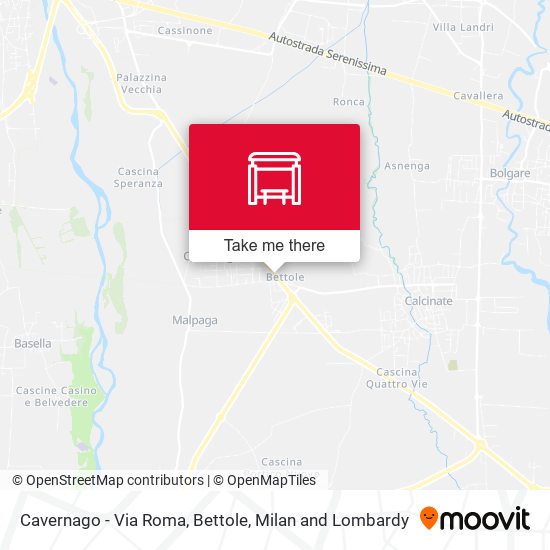 Cavernago - Via Roma, Bettole map