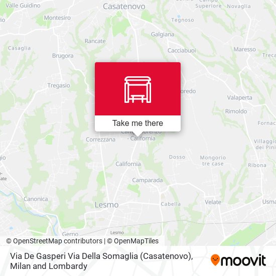 Via De Gasperi Via Della Somaglia (Casatenovo) map