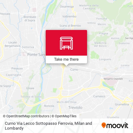 Curno Via Lecco Sottopasso Ferrovia map