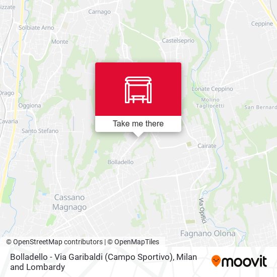 Bolladello - Via Garibaldi (Campo Sportivo) map