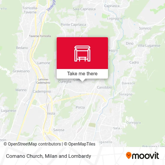 Comano Church map