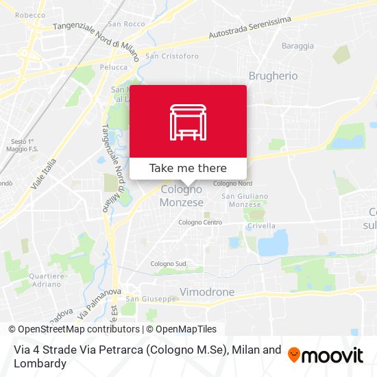 Via 4 Strade Via Petrarca (Cologno M.Se) map