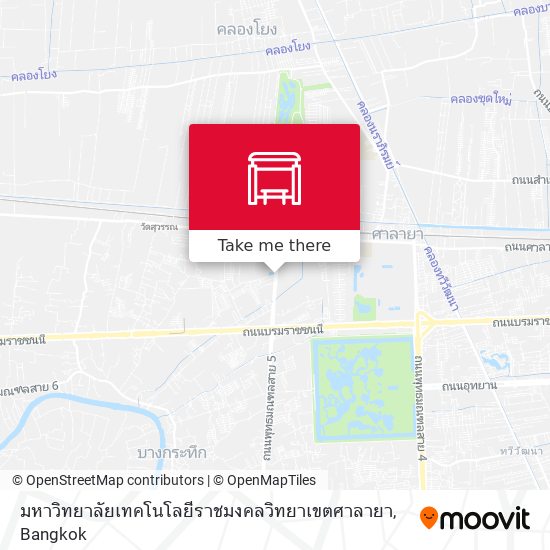 มหาวิทยาลัยเทคโนโลยีราชมงคลวิทยาเขตศาลายา map