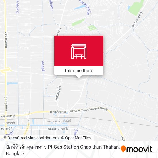 ปั๊มพีที เจ้าคุณทหาร;Pt Gas Station Chaokhun Thahan map