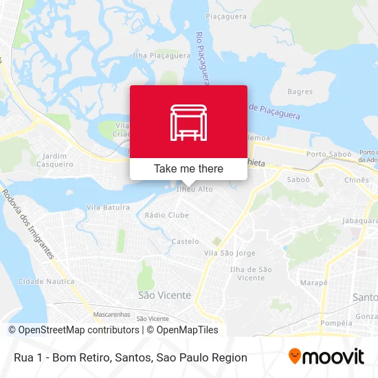 Rua 1 - Bom Retiro, Santos map