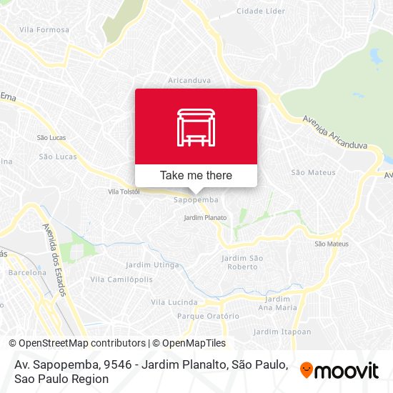 Mapa Av. Sapopemba, 9546 - Jardim Planalto, São Paulo