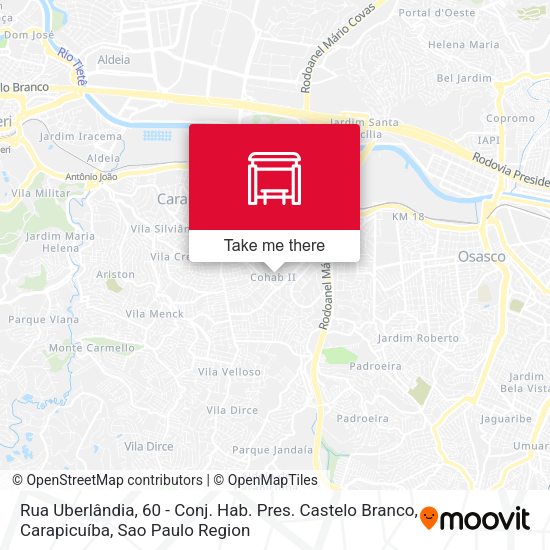Rua Uberlândia, 60 - Conj. Hab. Pres. Castelo Branco, Carapicuíba map