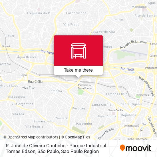 Mapa R. José de Oliveira Coutinho - Parque Industrial Tomas Edson, São Paulo