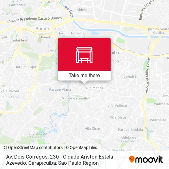 Av. Dois Córregos, 230 - Cidade Ariston Estela Azevedo, Carapicuíba map