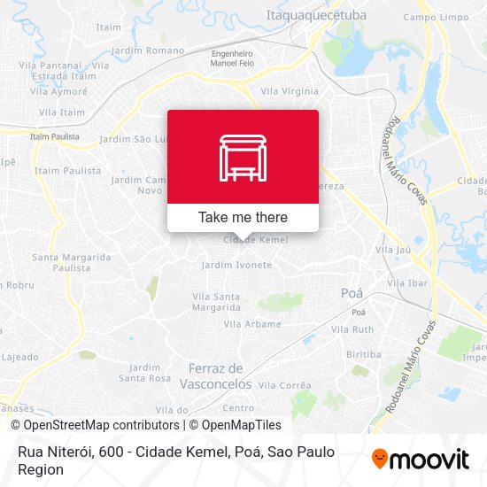 Rua Niterói, 600 - Cidade Kemel, Poá map