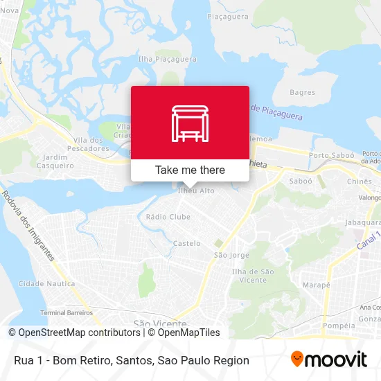 Rua 1 - Bom Retiro, Santos map