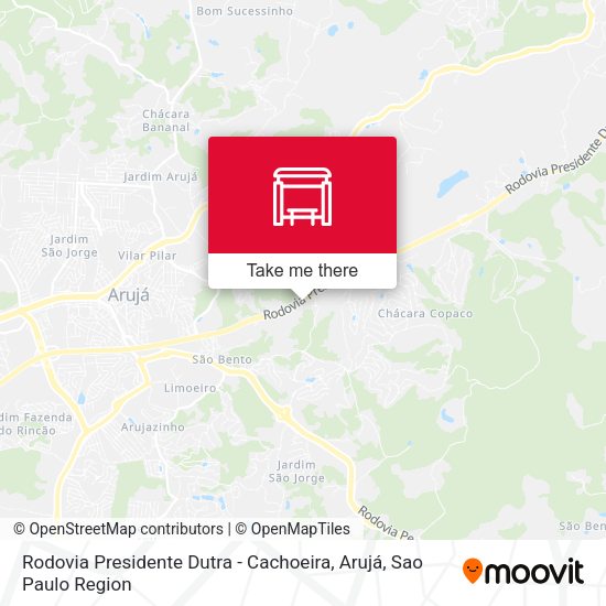Rodovia Presidente Dutra - Cachoeira, Arujá map