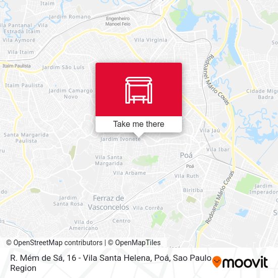 R. Mém de Sá, 16 - Vila Santa Helena, Poá map