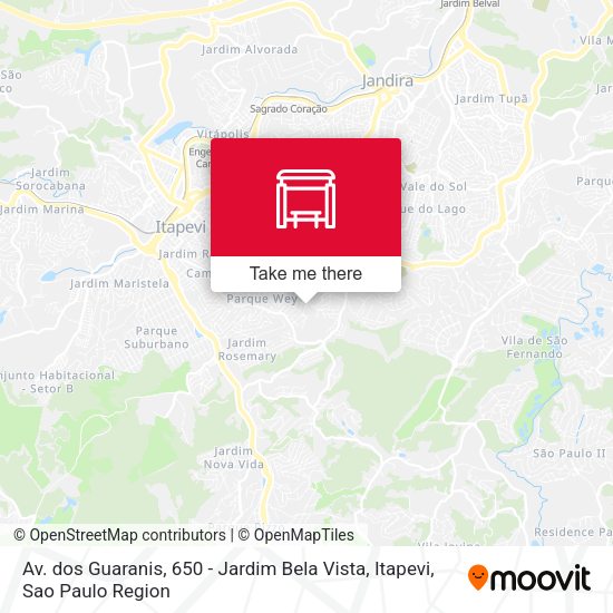 Av. dos Guaranis, 650 - Jardim Bela Vista, Itapevi map
