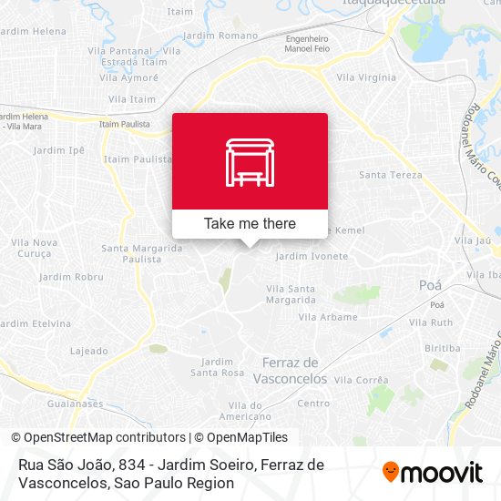 Rua São João, 834 - Jardim Soeiro, Ferraz de Vasconcelos map