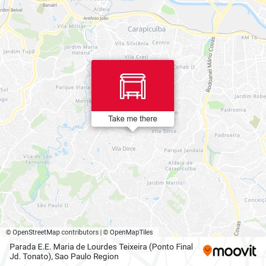 Mapa Parada E.E. Maria de Lourdes Teixeira (Ponto Final Jd. Tonato)