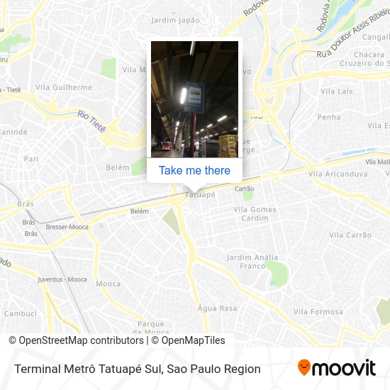 Terminal Metrô Tatuapé Sul map