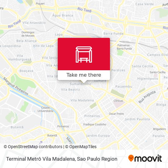 Mapa Terminal Metrô Vila Madalena