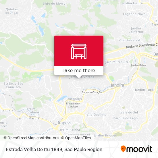 Estrada Velha De Itu 1849 map