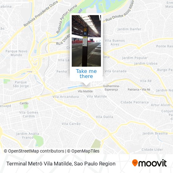 Mapa Terminal Metrô Vila Matilde
