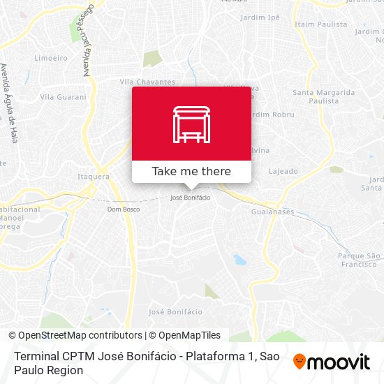 Terminal CPTM José Bonifácio - Plataforma 1 map