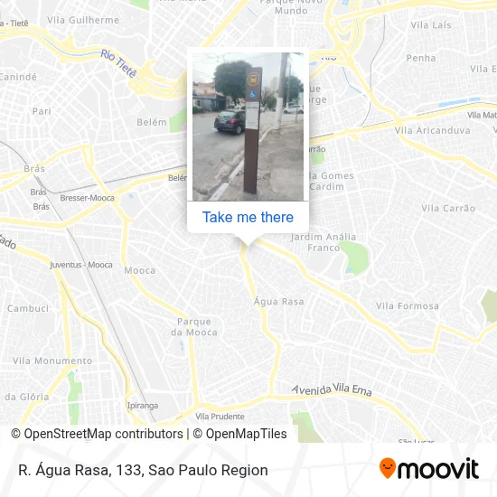 R. Água Rasa, 133 map