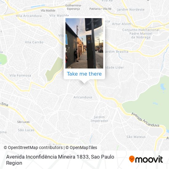 Mapa Avenida Inconfidência Mineira 1833