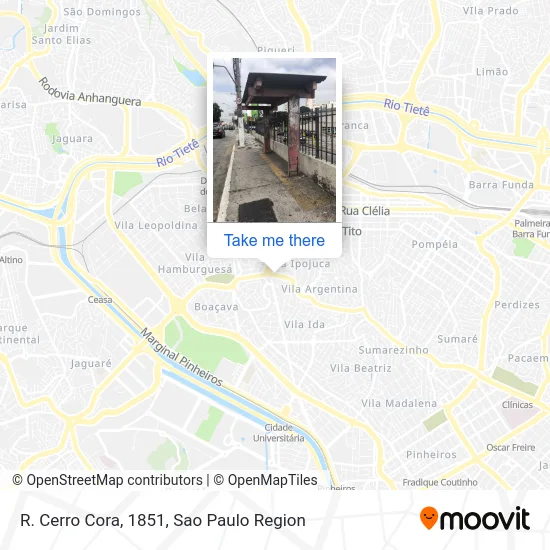 R. Cerro Cora, 1851 map