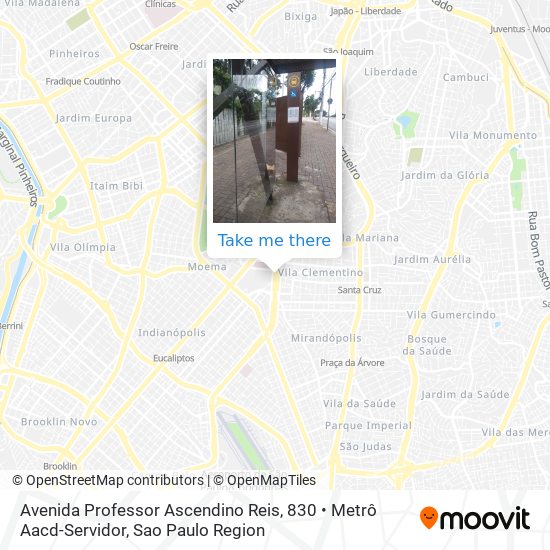 Mapa Avenida Professor Ascendino Reis, 830 • Metrô Aacd-Servidor