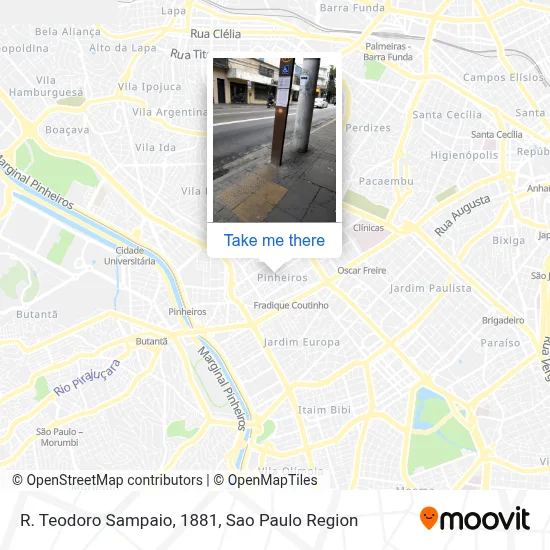 R. Teodoro Sampaio, 1881 map