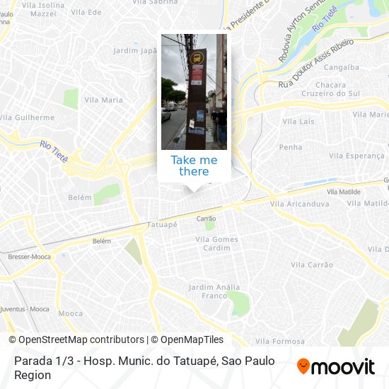 Parada 1 / 3 - Hosp. Munic. do Tatuapé map