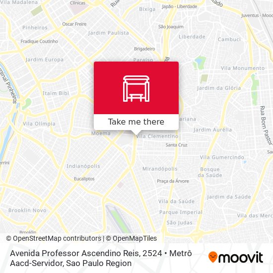 Mapa Avenida Professor Ascendino Reis, 2524 • Metrô Aacd-Servidor