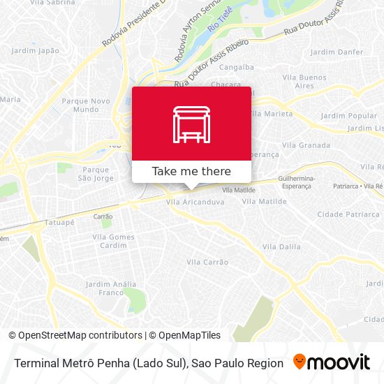 Terminal Metrô Penha (Lado Sul) map