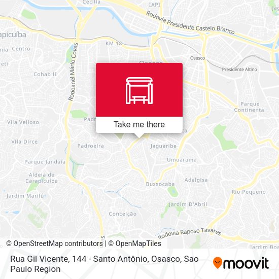Rua Gil Vicente, 144 - Santo Antônio, Osasco map