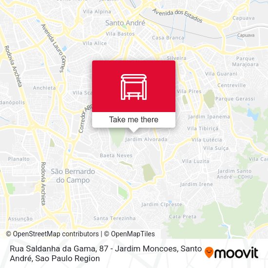 Rua Saldanha da Gama, 87 - Jardim Moncoes, Santo André map