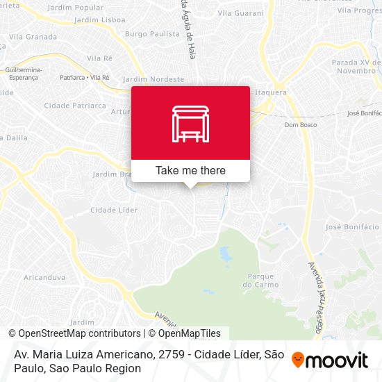 Av. Maria Luiza Americano, 2759 - Cidade Líder, São Paulo map