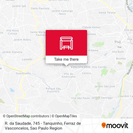 R. da Saudade, 745 - Tanquinho, Ferraz de Vasconcelos map