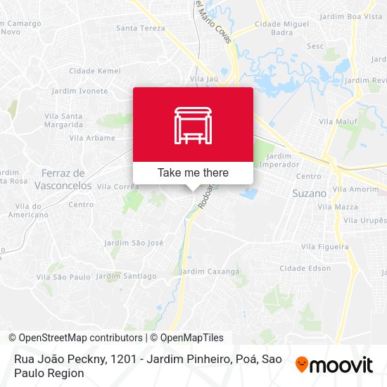 Rua João Peckny, 1201 - Jardim Pinheiro, Poá map