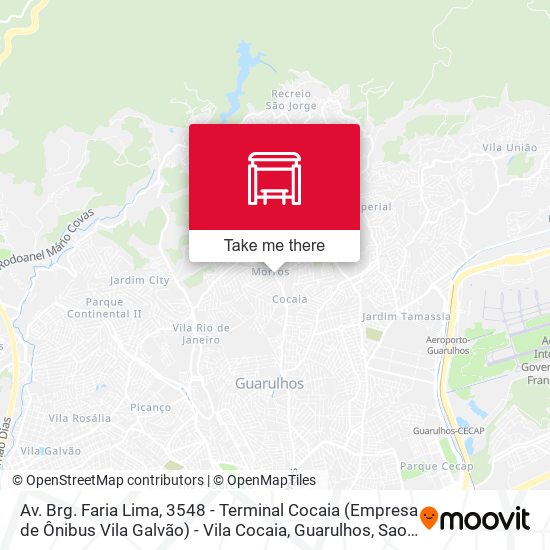 Av. Brg. Faria Lima, 3548 - Terminal Cocaia (Empresa de Ônibus Vila Galvão) - Vila Cocaia, Guarulhos map