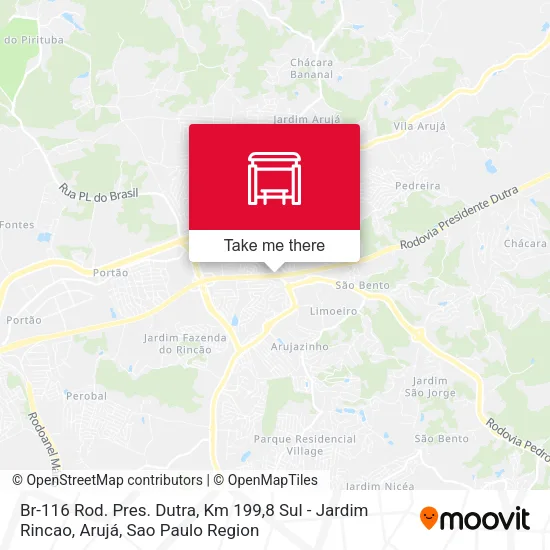 Br-116 Rod. Pres. Dutra, Km 199,8 Sul - Jardim Rincao, Arujá map
