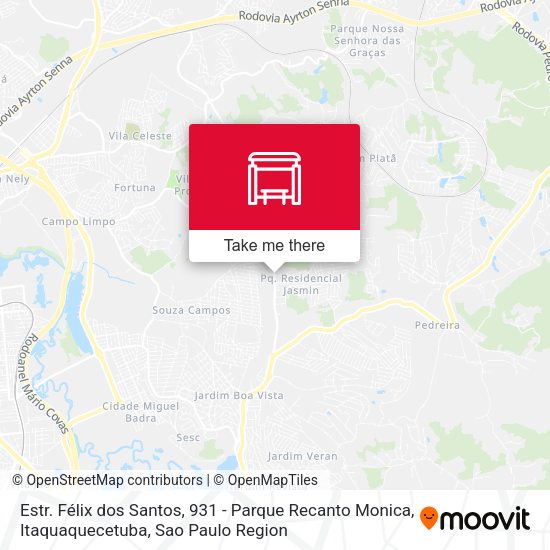 Estr. Félix dos Santos, 931 - Parque Recanto Monica, Itaquaquecetuba map