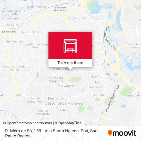 R. Mém de Sá, 153 - Vila Santa Helena, Poá map