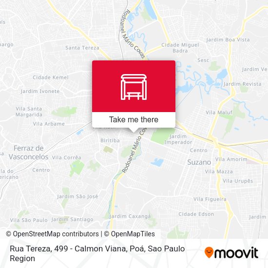 Rua Tereza, 499 - Calmon Viana, Poá map