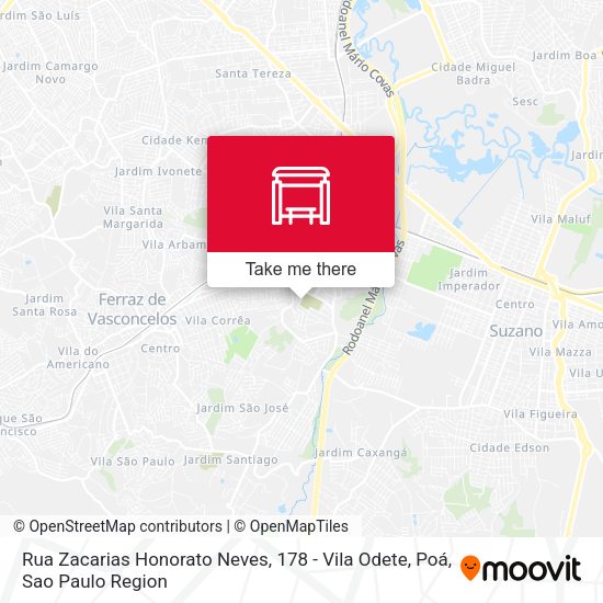 Rua Zacarias Honorato Neves, 178 - Vila Odete, Poá map