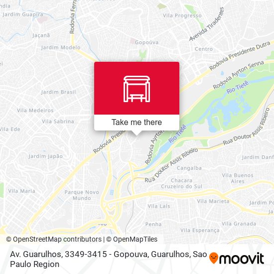 Mapa Av. Guarulhos, 3349-3415 - Gopouva, Guarulhos